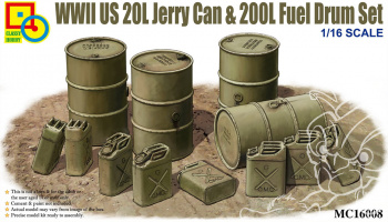 WWII US 20L Jerry Can & 200L Fuel Drum Set 1:16 - Classy Hobby