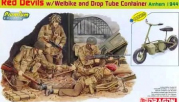 SLEVA  25% DISCOUNT - Red Devils w/Welbike and Drop Tube Container (ARNHEM 1944) 1:35 - Dragon