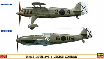 SLEVA 236,-Kč 30% DISSCOUNT - He51B-1/ Bf109E-3 'Legion Condor' 1/72 - Hasegawa