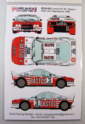 Lancia 037 Bastos #3 Rally Van Haspenqouw 1985 - Racing Decals 43