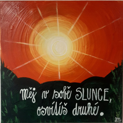 SLUNCE, akryl na plátně 40x40 cm - Obrazy na míru