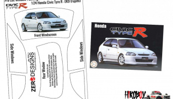 Honda Civic Type R (EK9) Early Type Pre Cut Window Painting Masks (Fujimi) - Zero Paints