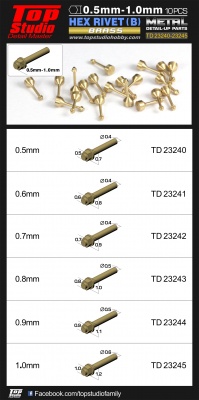 0.5mm Hex Rivets (B) Brass - Top Studio