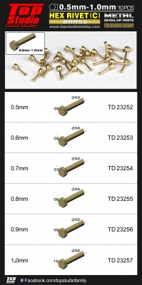 0.5mm Hex Rivets (C) Brass - Top Studio