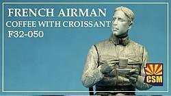 1/32 French airman coffee with croissant