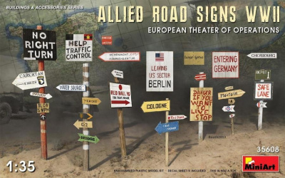 1/35 Allied Road Signs WWII. European Theatre of Operations