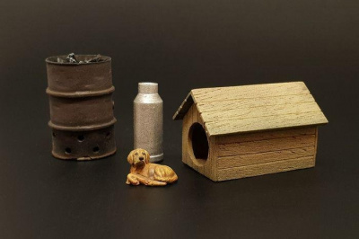 1/35 Dog house with dog resin dio accessories