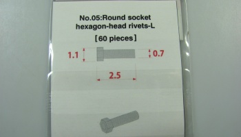 Metal Rivet No.5 Round Socket Hexagon Head Rivets-L - Model Factory Hiro