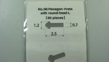 Metal Rivet No.6 Hexagon Rivets With Round Head-L - Model Factory Hiro