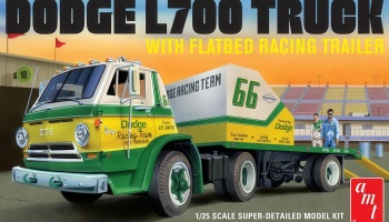 1966 Dodge L700 Truck w/Flatbed Racing Trailer 1:25 - AMT