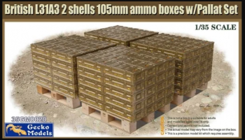 British L31A3 2 shells 105mm ammo boxes w/Pallet Set 1/35  - Gecko Models