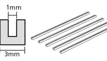 CLEAR PLASTIC BEAMS 3mm U-SHAPED (5PCS.) - Tamiya