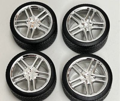 Allantes Chrome Rims w/Low Profile Tires 1/24 - Pegasus Hobbies