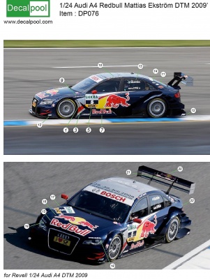 Audi A4 Redbull DTM 2009' Mattias Ekström Decal for Revell - Decalpool