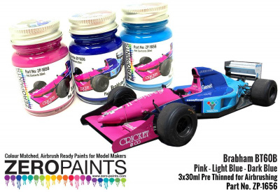 Brabham BT60B Pink - Dark Blue - Light Blue Paint Set 3x30ml - Zero Paints