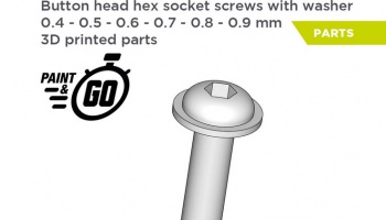 Button head hex socket screws with washer 0,4mm, 0,5mm, 0,6mm, 0,7mm, 0,8mm and 0,9mm - Decalcas