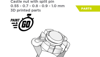 Castle nut with split pin 0,55mm, 0,7mm, 0,8mm, 0,9mm, 1,0mm - Decalcas
