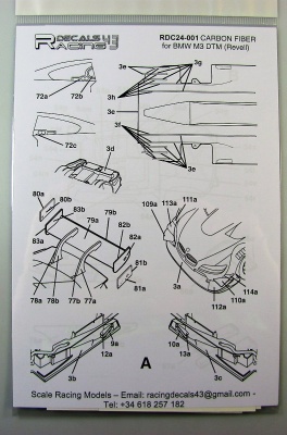 Decal Carbon Fiber BMW M3 DTM for Revell - Racing Decals 43