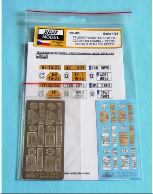 Decal + P/E – Czechoslovak + Czech register plates for trucks - 1/24 - REJI MODEL