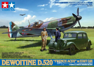 Dewoitine D.520 French Aces - w/Staff Car (1:48) - Tamiya
