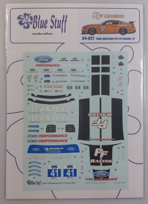 FORD Mustang GT4 PF Racing 2019  Decals 1/24 - Blue Stuff
