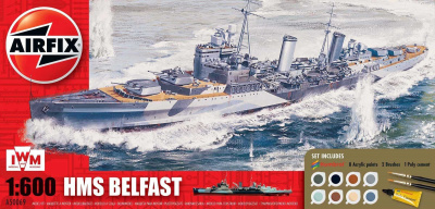 Gift Set loď A50069 - HMS Belfast (1:600) - Airfix