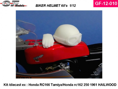 Helmet, Glover 60´s Hailwood Honda RC166 1/12 - GF Models