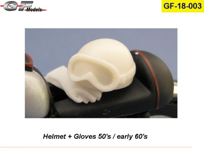 Helmet + gloves 50's/ early 60's  1/18 - GF Models