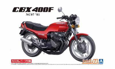 Honda NC07 CBX400F Monza Red 1981 w/Custom Parts 1/12 - Aoshima