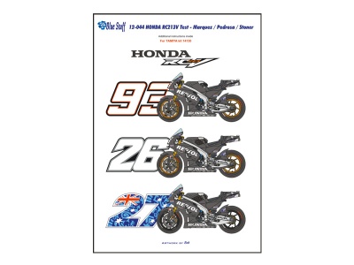 HONDA RC213V Test 2014 - Marquez / Pedrosa / Stoner Decals 1/12 - Blue Stuff