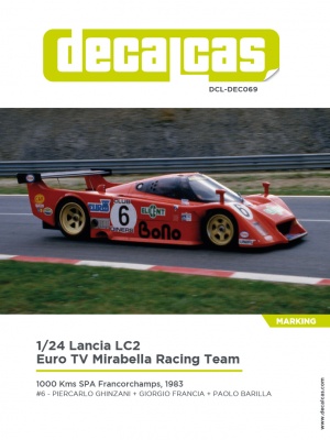 Lancia LC2 Team Euro TV Mirabella Racing sponsored by Elicent Euro Bono - 1983 1/24 - Decalcas