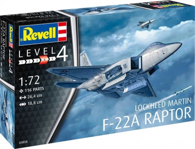 Lockheed Martin F-22A Raptor (1:72) Plastic ModelKit letadlo 03858 - Revell