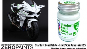 Trick Star Kawasaki H2R Stardust Pearl White - Zero Paints