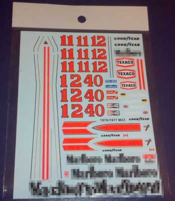 McLaren M23 1976/77 Full Decal 1/20 - MSM Creation