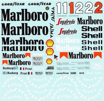 McLaren MP4/2C 1986 conversion decal 1/20 - MSM Creation