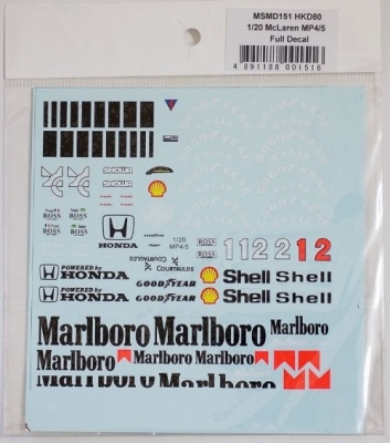 McLaren MP4/5 Full Decal 1/20 - MSM Creation