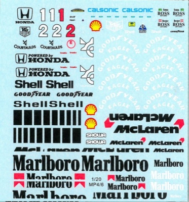 McLaren MP4/6 Sponsor Decal 1/20 - MSM Creation