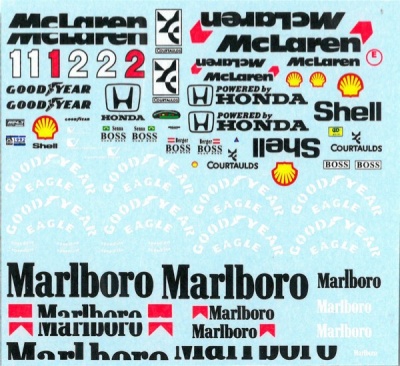 McLaren MP4/7 Sponsor Decal 1/20 - MSM Creation