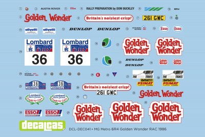 MG Metro 6r4 Golden Wonder 1:24 - Decalcas