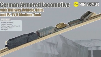 German Armored Locomotive with Railway Vehicle Units and Pz.IV H Medium Tank (1:144) - Dragon