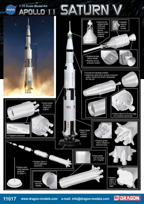 Model Kit Apollo 11017 - APOLLO 11 SATURN V (1:72)