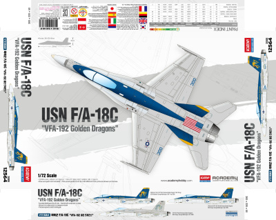 Model Kit letadlo 12564 - USN F/A-18C "VFA-192 Golden Dragons" (1:72) - Academy