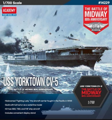 Model Kit loď 14229 - USS Yorktown CV-5 "Battle of Midway" (1:700) - Academy