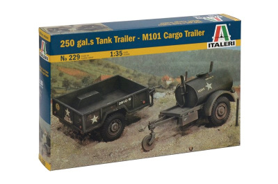 Model Kit military - 250 GAL.S TANK TRAILER - M101 CARGO TRAILER (1:35) - Italeri