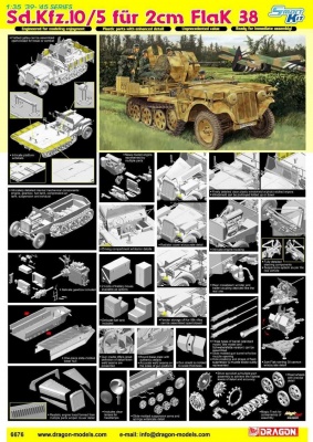 Model Kit military 6676 - Sd.Kfz.10/5 für 2cm Flak 38 (SMART KIT) (1:35) - Dragon