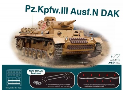 Model Kit tank 7634 - Pz.Kpfw.III Ausf.N DAK w/Neo Track (1:72)