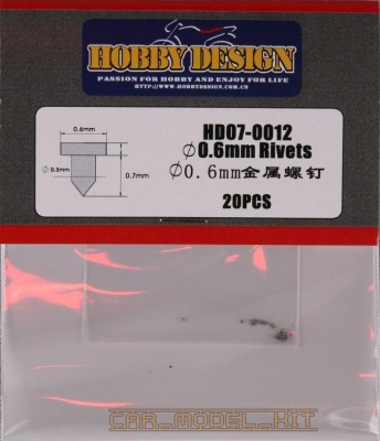 Nýty 0.6mm Rivets Head (D) - Hobby Design