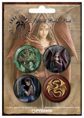 Placka set - Anne Stokes - Dragons - 4x38mm