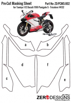 Pre-Cut Masking Sheet Tamiya 1:12 Ducati 1199 Panigale S - Tricolore 14132 - Zero Paints