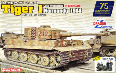 Pz.Kpfw.VI Ausf.E Tiger I Late Production w/Zimmerit (Normandy 1944) + Tiger Ace 1/35 - Dragon